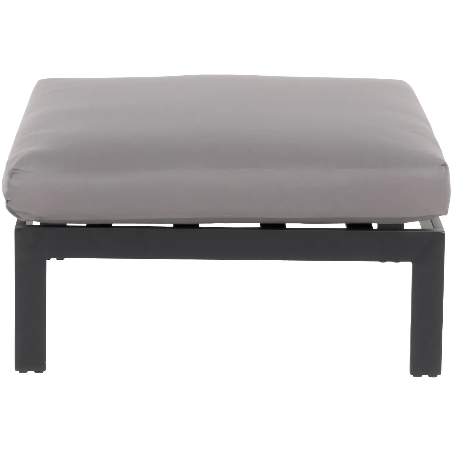 Hocker des Home Deluxe Lounge-Sets Rio L, Aluminium schwarz, Kissen hellgrau.