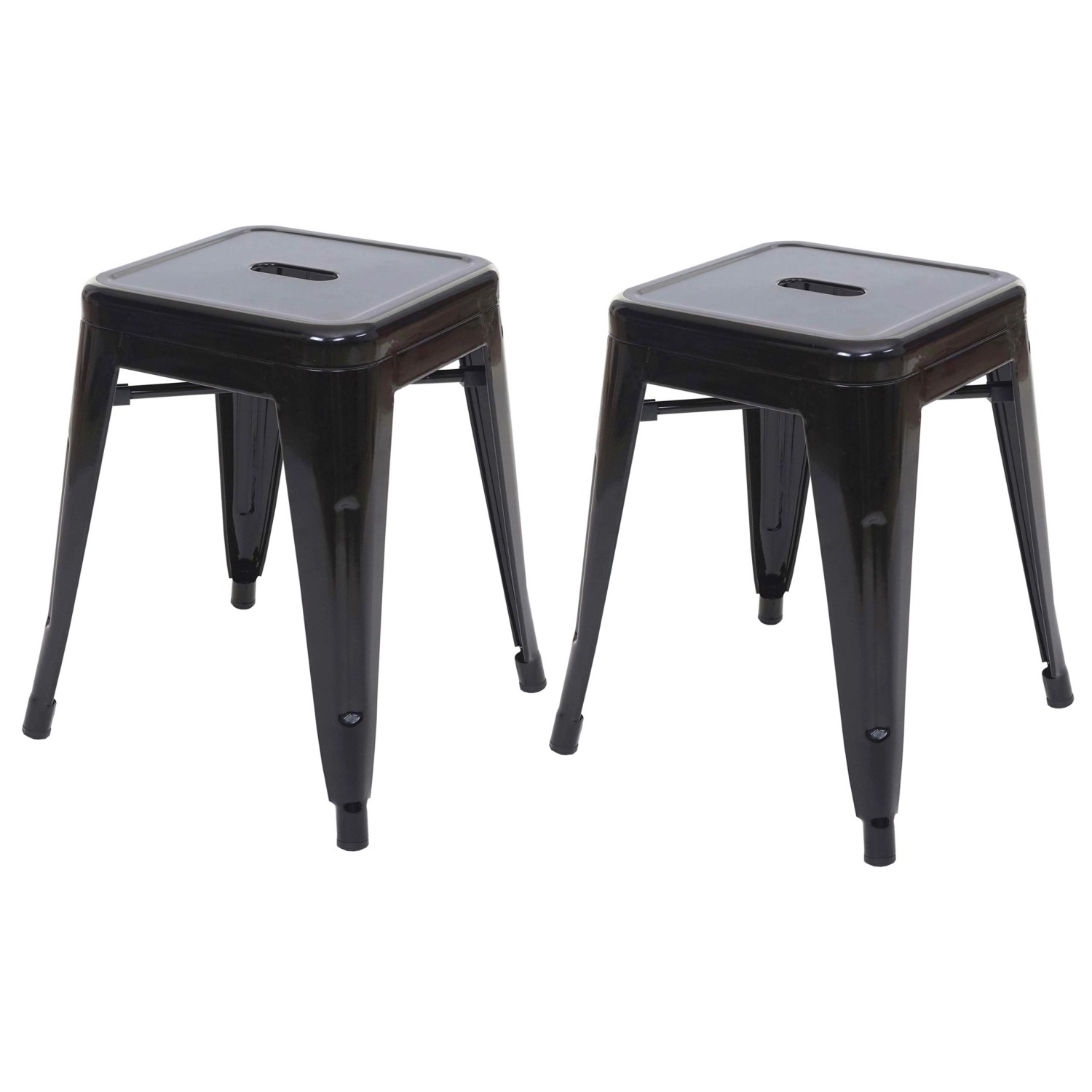 PROREGAL 2er-Set Hocker Sitzhöhe 46cm Metall Industriedesign Stapelbar Schw günstig online kaufen