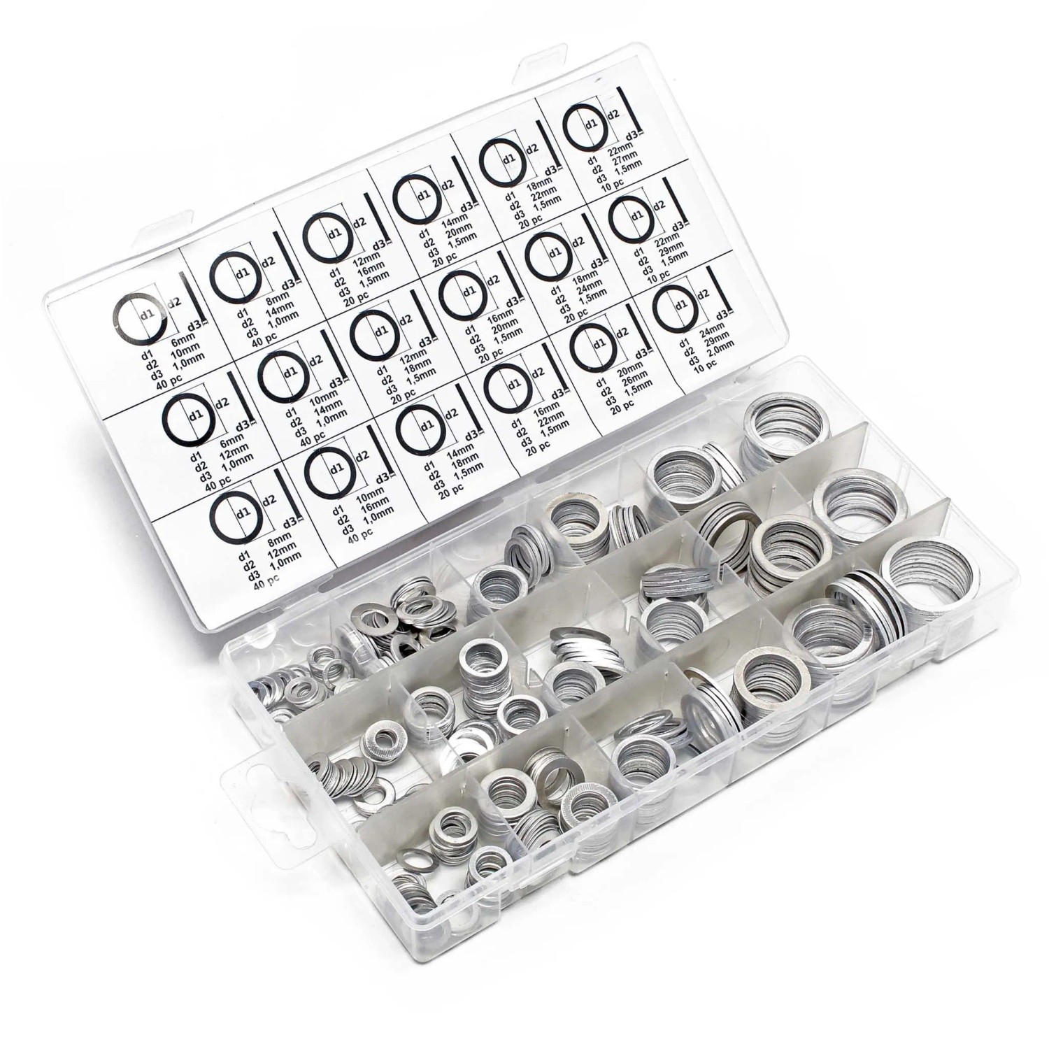 Wiltec Aluminium Dichtring Set 450Tlg Dichtungsringe In Box O Ring Sortiment