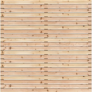 Osmo Sichtblende Rhombus aus Lärche, 89x179cm, mit horizontalen, lichtdurchlässigen Profilen. Sichtschutzzaun für Garten.