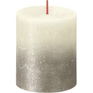 Bolsius Rustik-Kerze Sunset in Perle-Champagner, 80/68 mm. Stumpenkerze mit Farbverlauf.