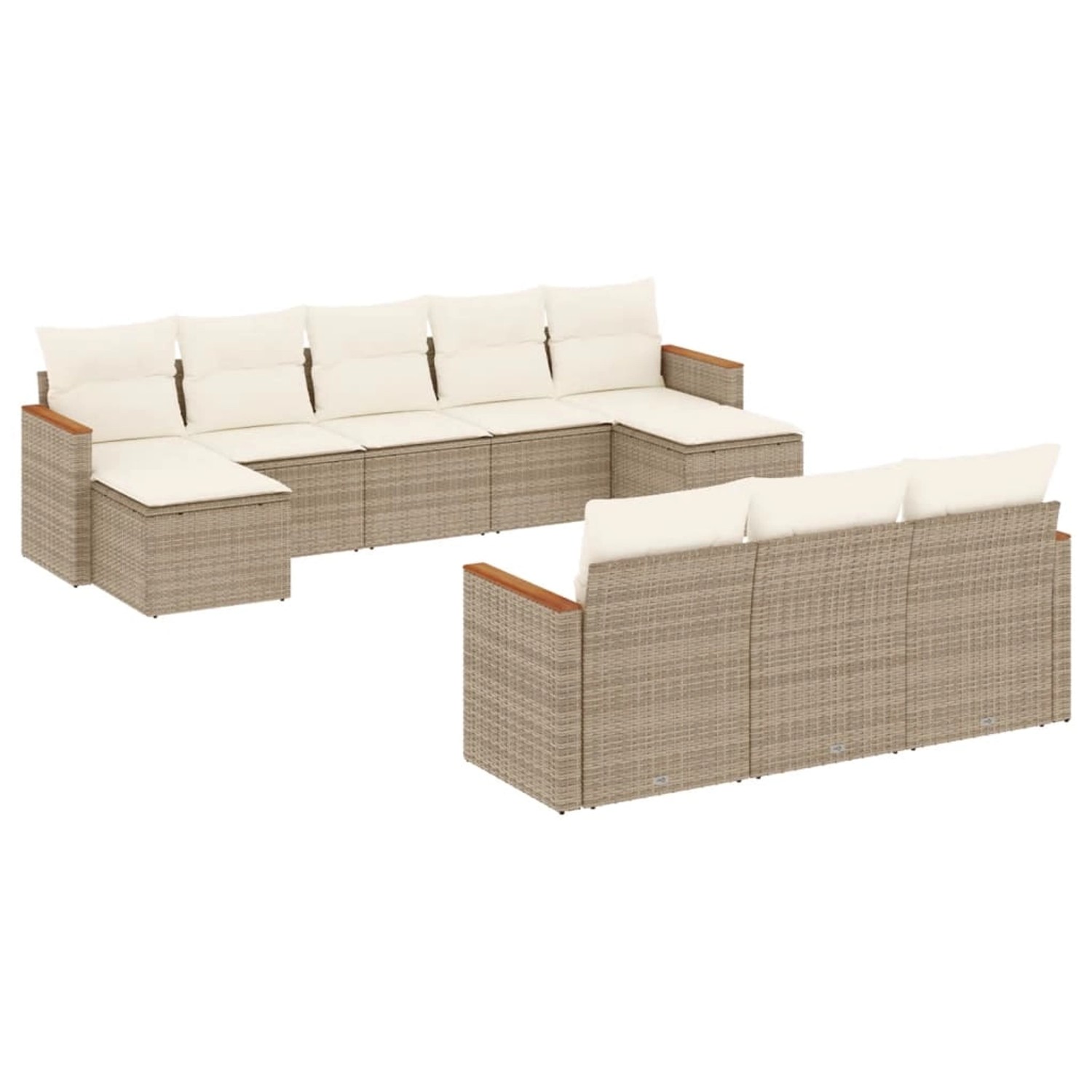 vidaXL 10-Tlg Garten-Sofagarnitur mit Kissen Beige Poly Rattan 3258817 günstig online kaufen