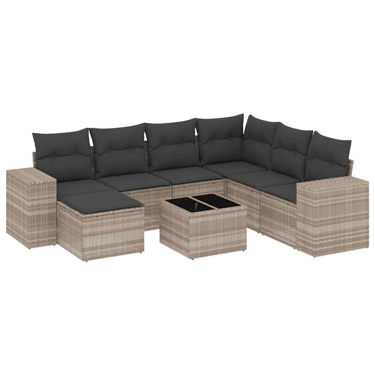 vidaXL 8-Tlg Garten-Sofagarnitur mit Kissen Hellgrau Poly Rattan 3222911 günstig online kaufen