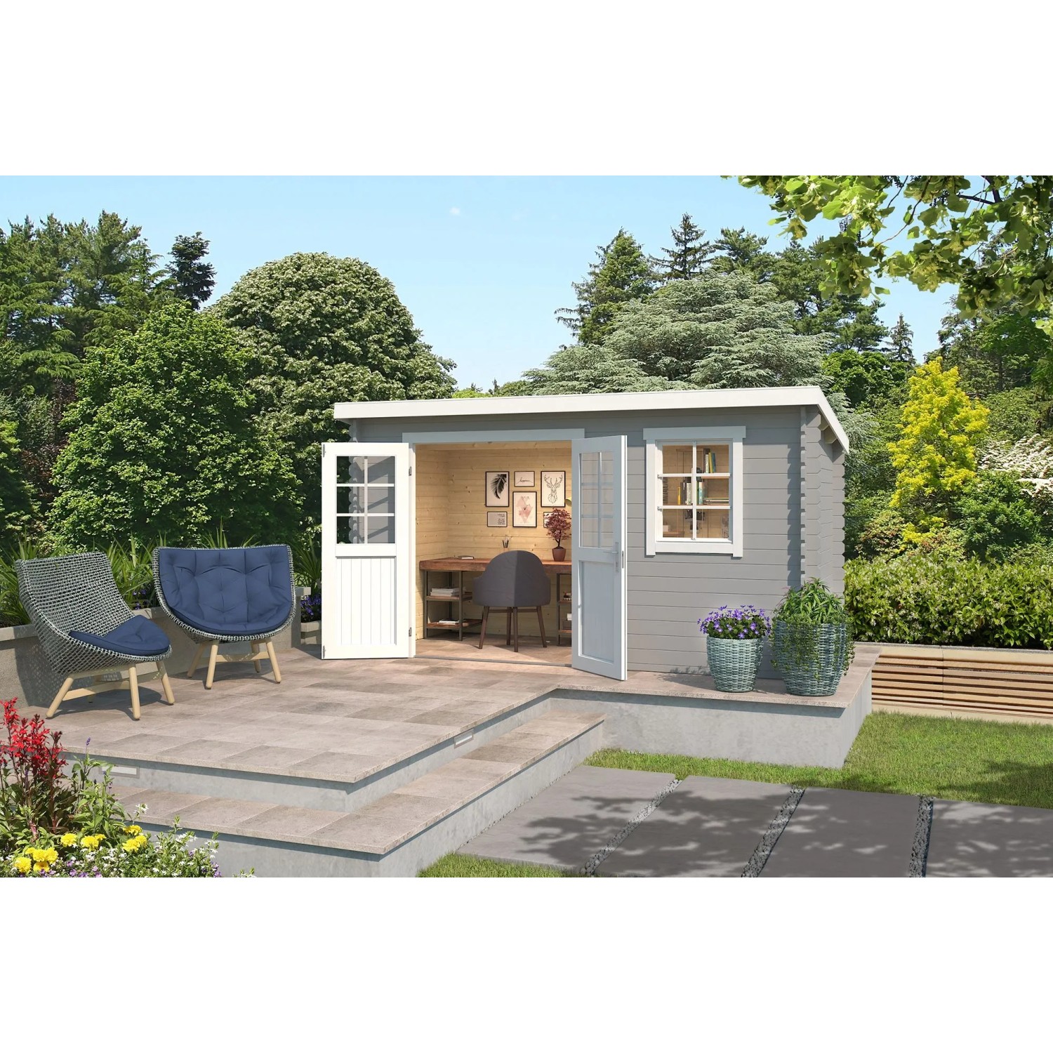 Lasita Gartenhaus Amira 175 Lichtgrau 380 cm x 175 cm