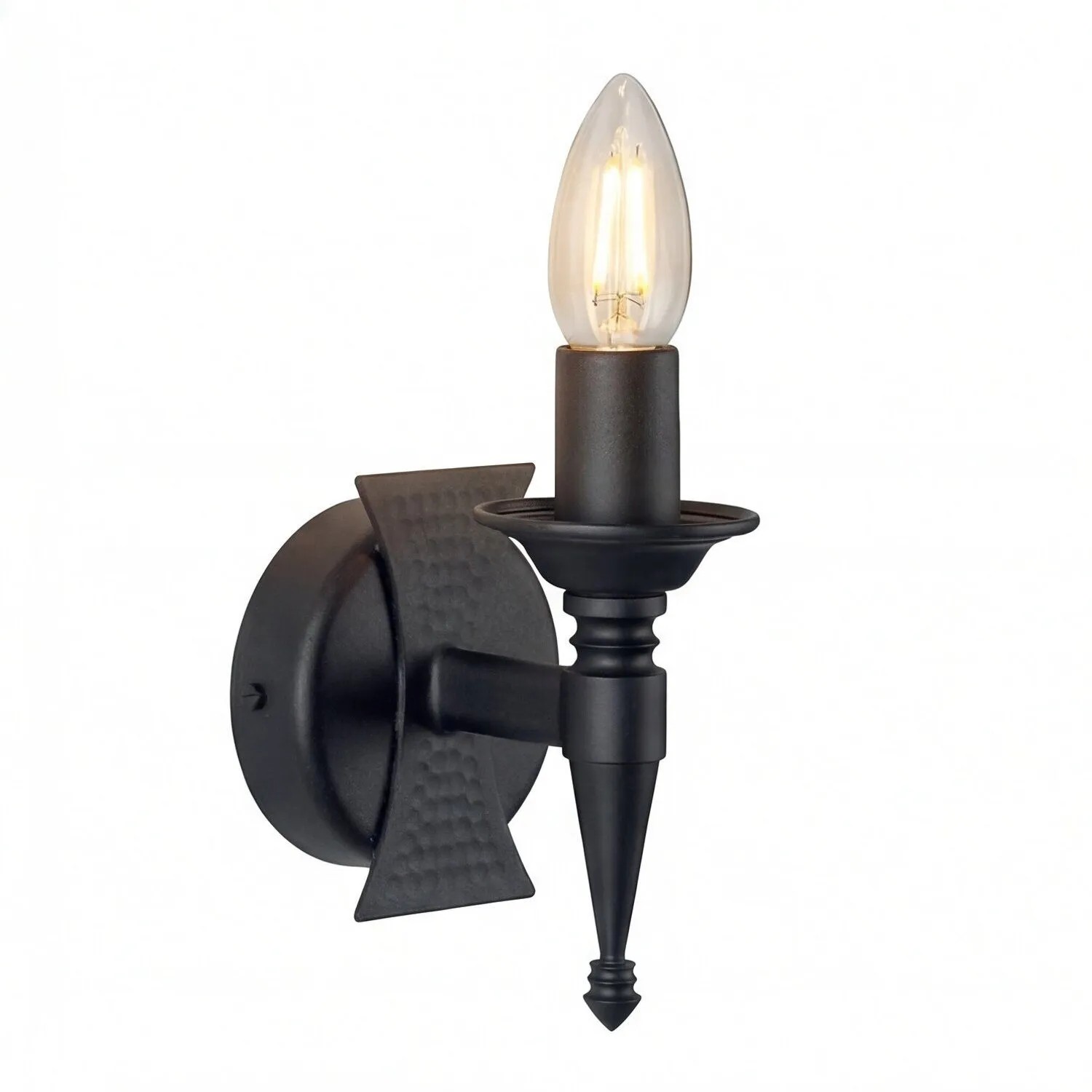 Licht-Erlebnisse Wandlampe Schwarz Eisen 17 CM Hoch Rustikal Für E14