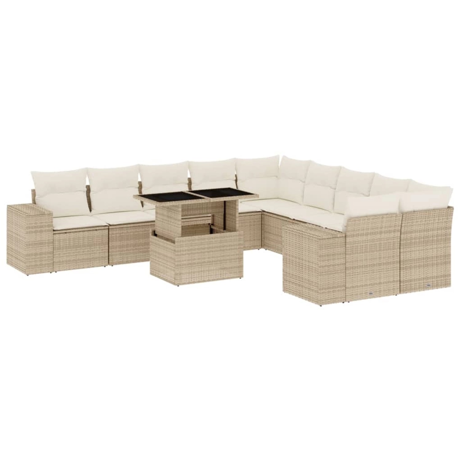 vidaXL 11-tlg Garten-Sofagarnitur mit Kissen Beige Poly Rattan Modell 169 günstig online kaufen