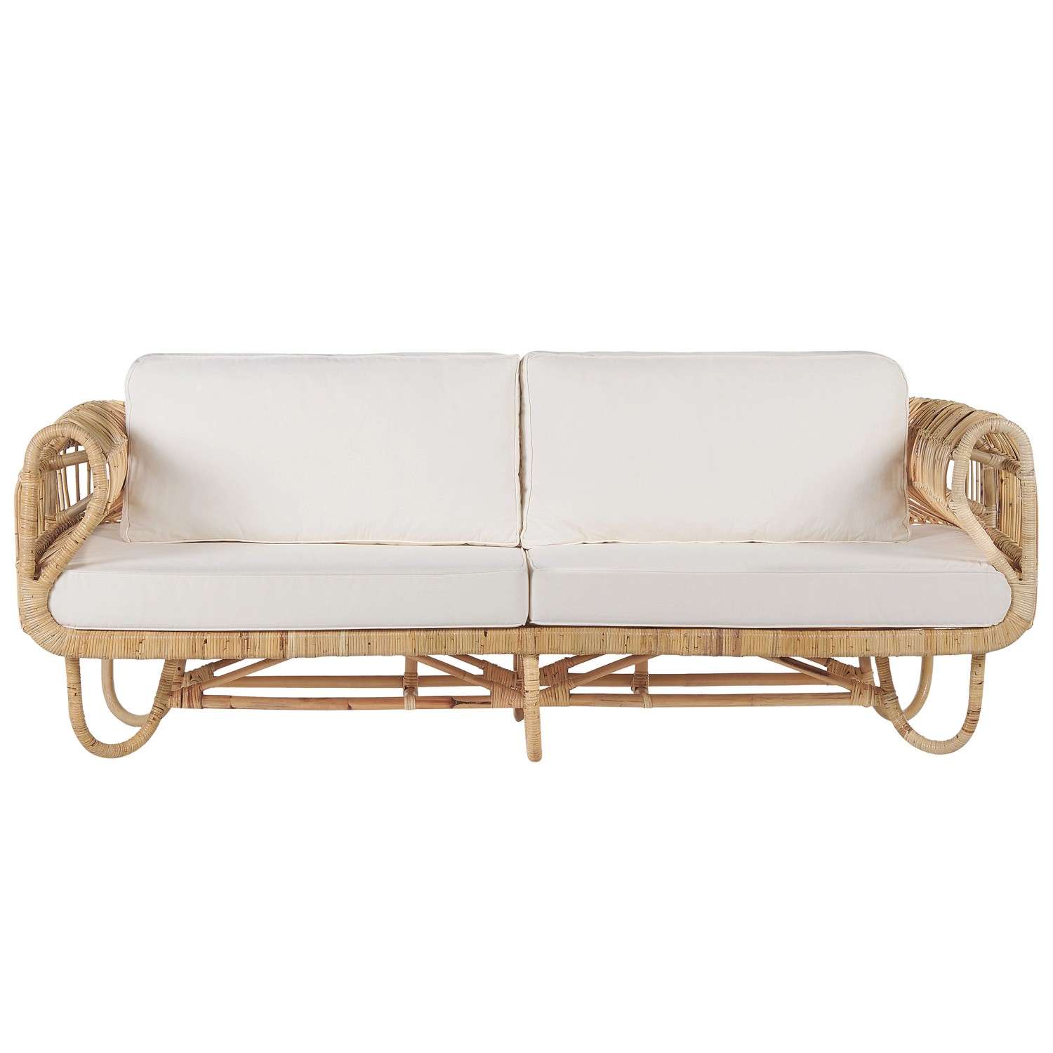 Beliani Gartensofa Naturfarben Beige Weiss Beige 81x210x73