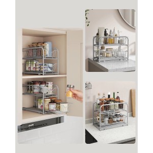 Songmics Küchen-Organizer Patalla, grau, mit 2 Metallkörben für mehr Stauraum.