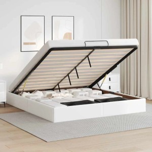 vidaXL Ottoman-Bett ohne Matratze Weiß 160x200 cm Kunstleder 3310810