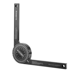 STAHLWERK Winkelmesser aus Aluminium, 360° Gehrungswinkelmesser für präzise Messungen.