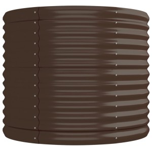 Braunes vidaXL Hochbeet aus pulverbeschichtetem Stahl, 224x80x68 cm.