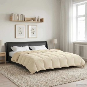 vidaXL Sommerdecke Gepolstert Creme 200 x 220 cm Mikrofaser 42025985