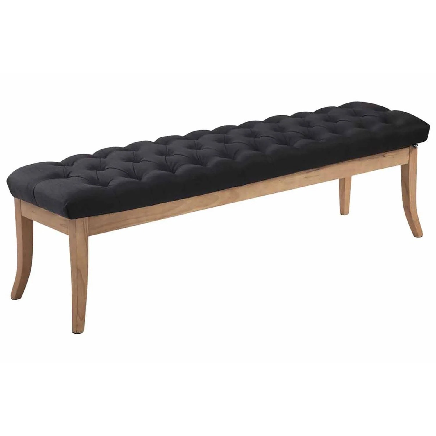 DELUKE Sitzbank CANNES Stoff Schwarz 150x38x46cm Hellbraun Sitzbank Flur Sitzhocker Esszimmerbank Polsterbank Schlafzimmer