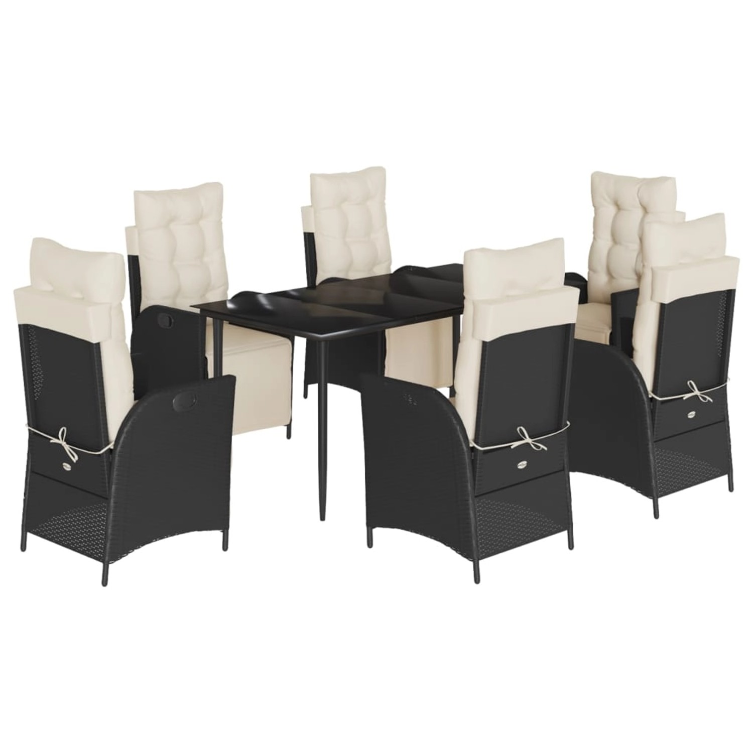 vidaXL 7-Tlg Garten-Essgruppe mit Kissen Schwarz Poly Rattan 3213382 günstig online kaufen