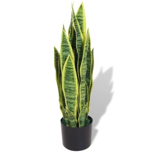 Künstliche Sansevieria Bogenhanf Pflanze, 65 cm hoch, im schwarzen Topf. Dekorative Kunstpflanze für Innenräume.