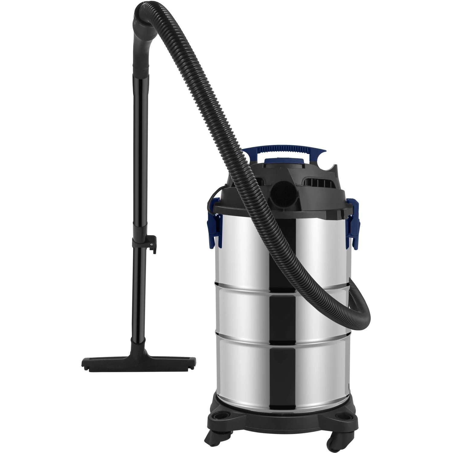 Atrox Nass- und Trockensauger mit Zubehör, Edelstahlbehälter und Rollen.