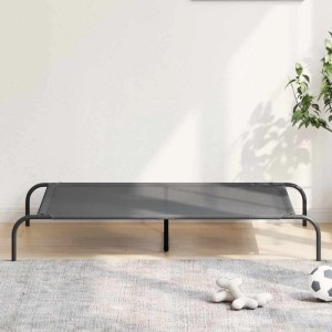 vidaXL Hundebett Erhöht Grau 130x80x20 cm Textilene und Stahl 42000844