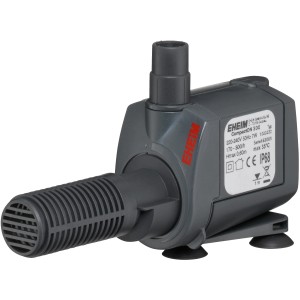Graue Eheim Aquarium-Pumpe CompactON 300 mit Zubehör und Saugnäpfen.
