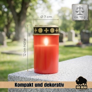 BigDean LED Grablicht 3er Set Licht Mit Flackereffekt Wie Echte Kerze Wetterfest & Wiederverwendbar Für Grab & Tiergedenken