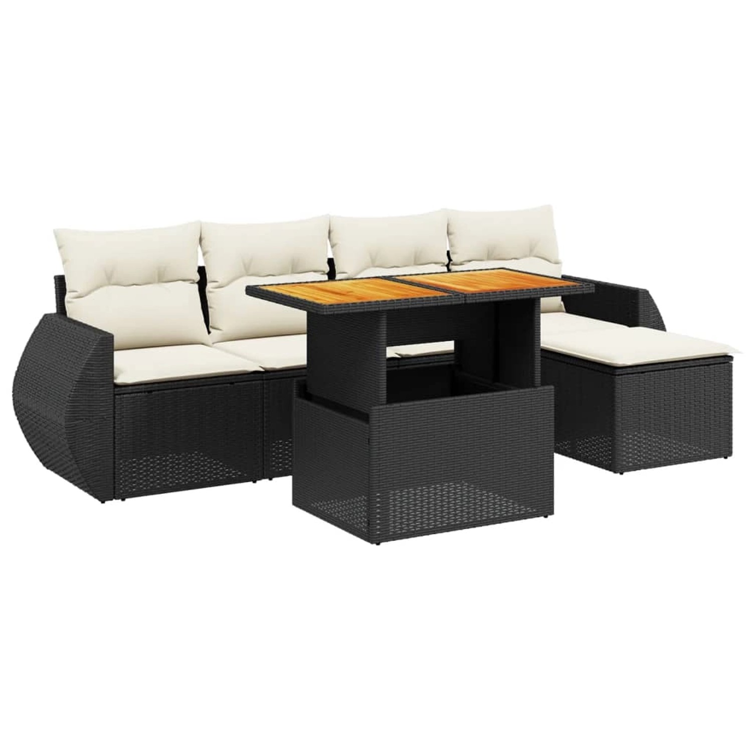 vidaXL 6-Tlg Garten-Sofagarnitur mit Kissen Schwarz Poly Rattan 3272169 günstig online kaufen