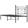 Schwarzes Metall Bettgestell 80x200 cm mit Kopfteil für Schlafzimmer