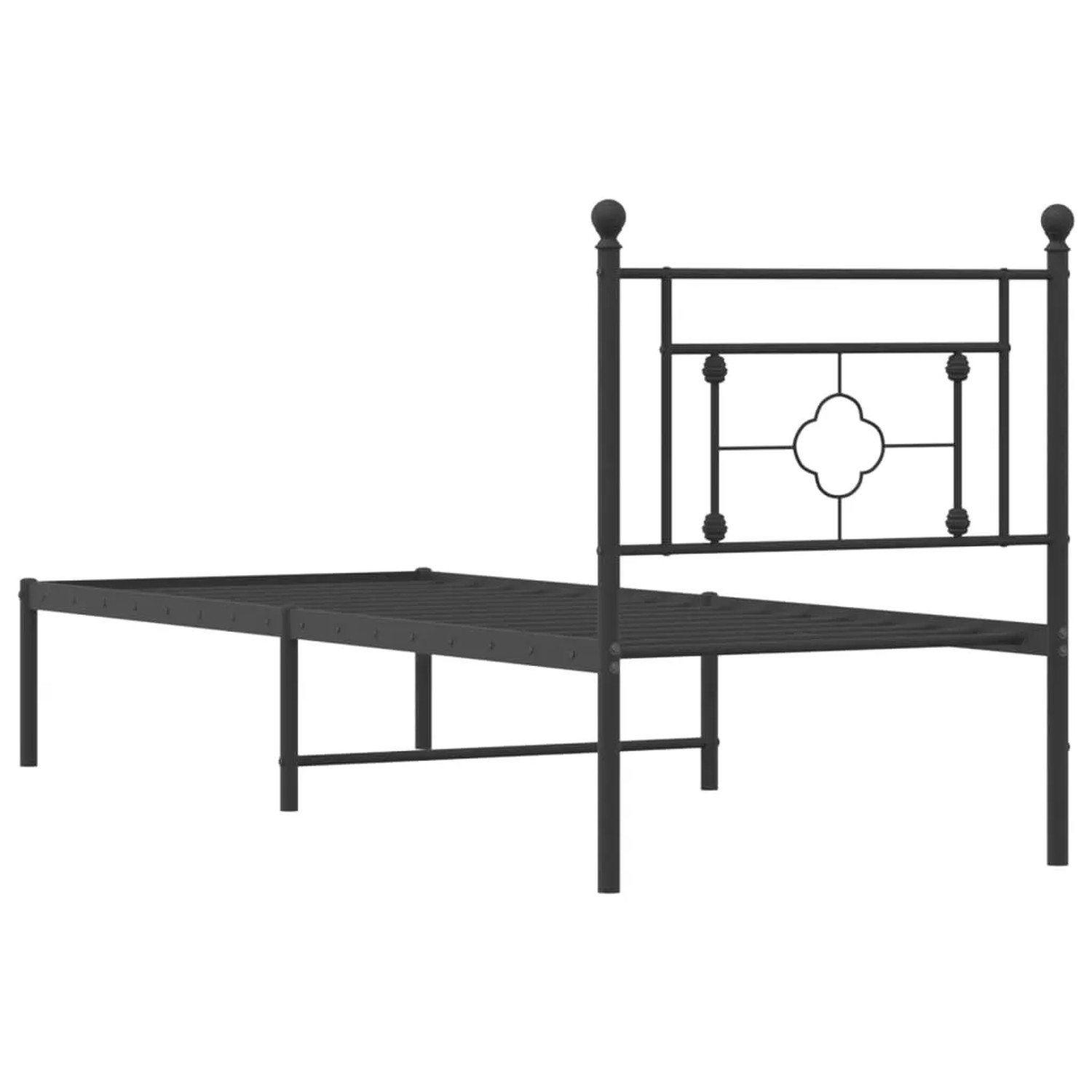 Schwarzes Metall Bettgestell 80x200 cm mit Kopfteil für Schlafzimmer