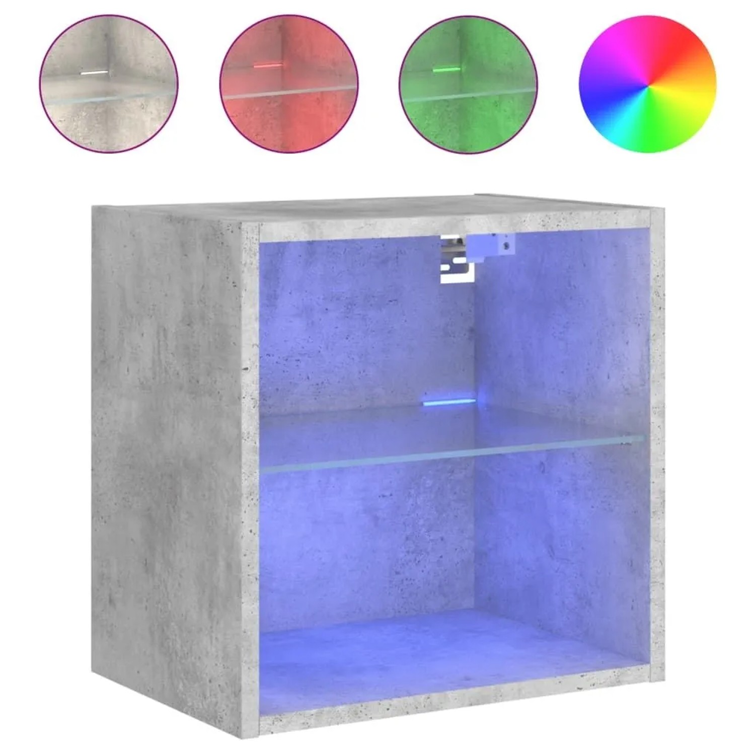 vidaXL Wand-Nachttisch mit LED-Leuchten Betongrau 837070
