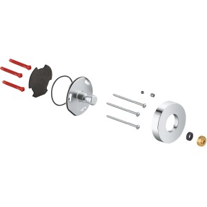 Grohe Brausestangenhalter Chrom mit Befestigungsset, Einzelteile im Überblick.