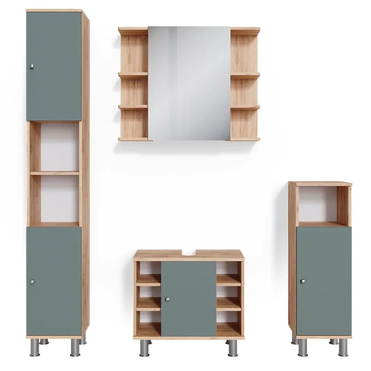 Vicco Badmöbel-Set Fynn Grün 60 x 54 4-teilig
