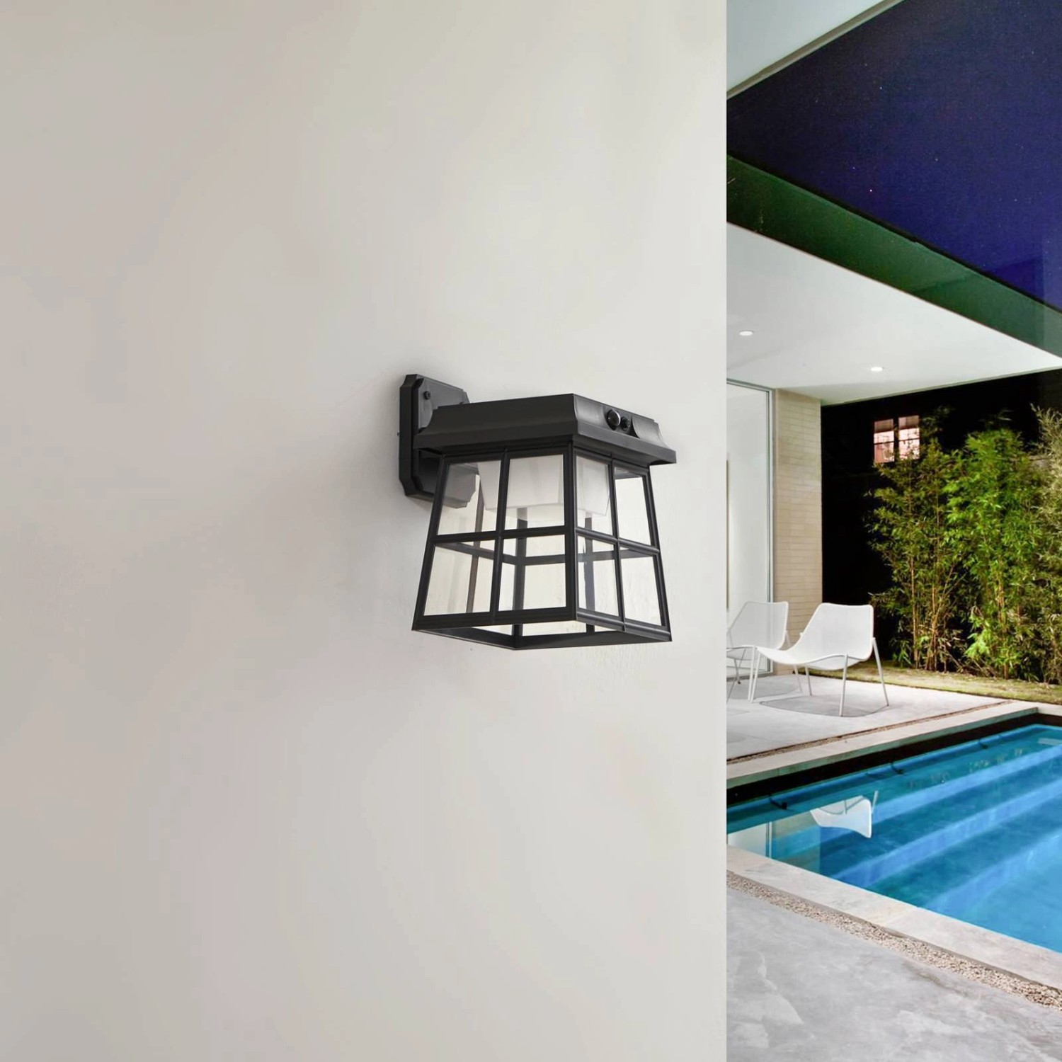 Lindby LED Solarleuchte Außen Latarka 10025773 mit Bewegungsmelder Spritzwassergeschützt Modern in Schwarz 1-flammig