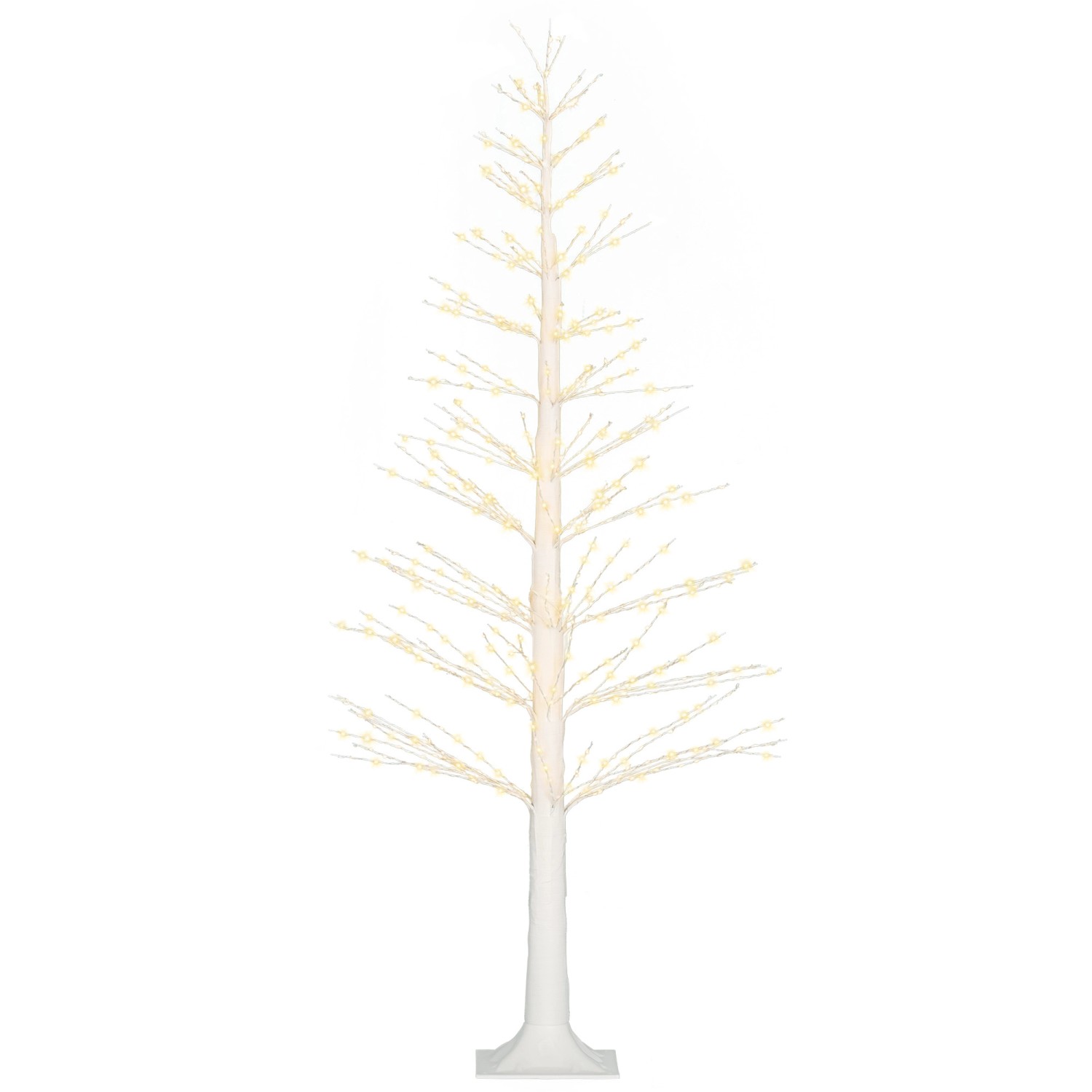 HOMCOM Lichterbaum Kunstbaum Kunststoff Weiß 21L x 21B x 150H cm