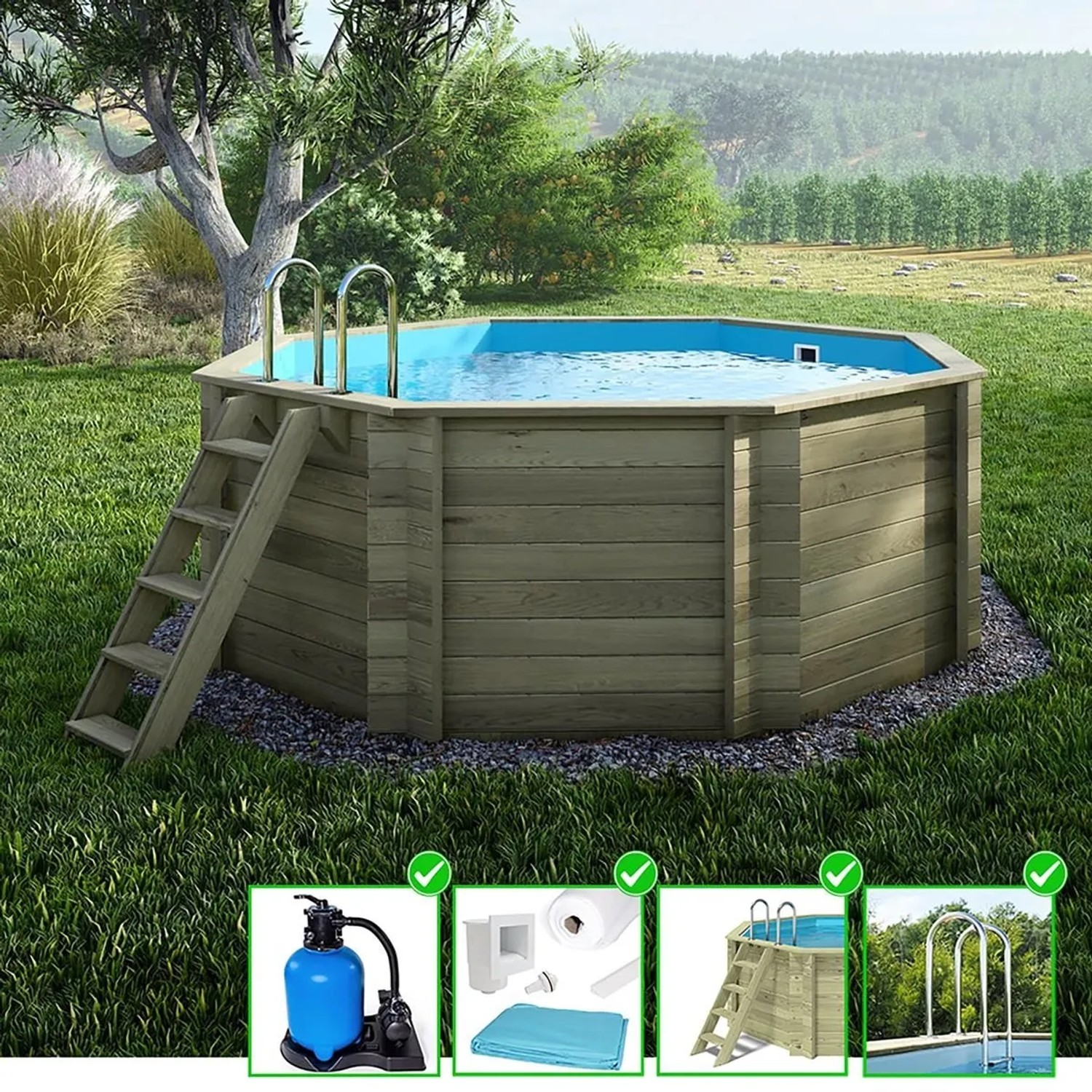 ALTANKA Holzpool Coral 3,25x3,25 Höhe 1,18 m Freistehend BAS7301OSP_2