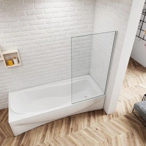Duschparadies Badewannenaufsatz 70x140cm, 6mm ESG Glas, Alu Silber Matt. Duschabtrennung für Badewanne.