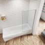 Duschparadies Badewannenaufsatz 70x140cm, 6mm ESG Glas, Alu Silber Matt. Duschabtrennung für Badewanne.