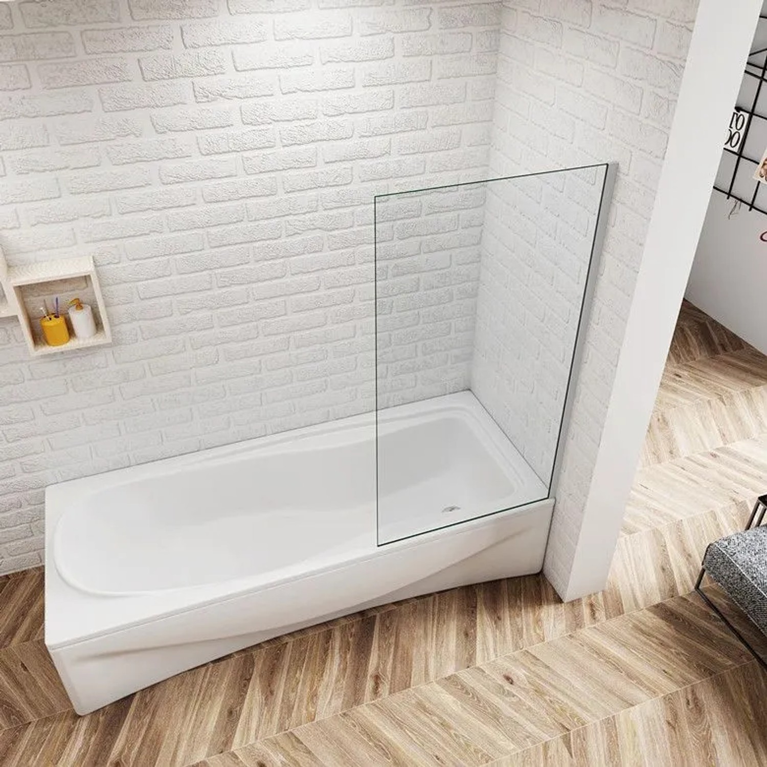 Duschparadies Badewannenaufsatz 70x140cm, 6mm ESG Glas, Alu Silber Matt. Duschabtrennung für Badewanne.