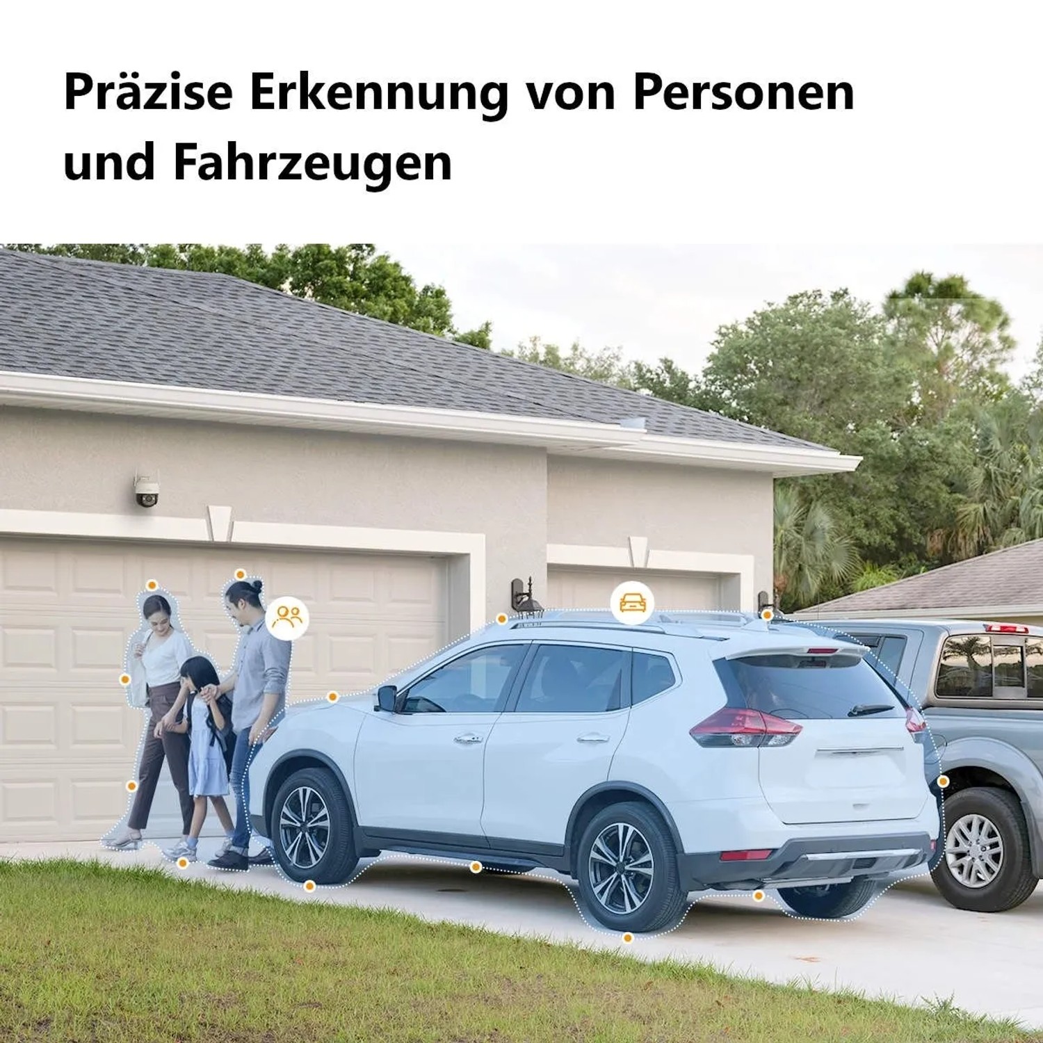 IMOU Cruiser 2C Überwachungskamera: Präzise Personenerkennung & Fahrzeugerkennung auf der Einfahrt. Smarte Videoüberwachung.