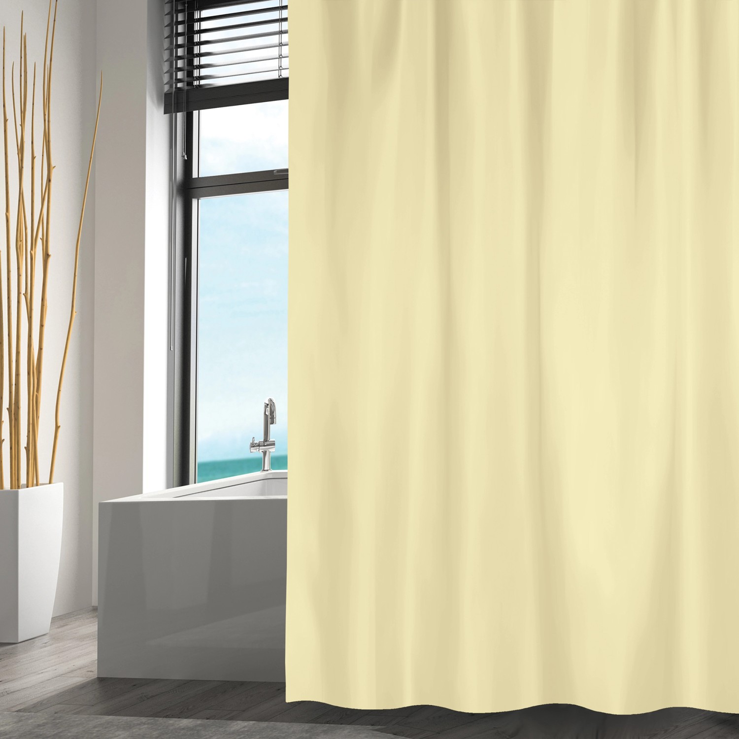 MSV Duschvorhang Polyester 180 cm x 200 cm Gelb günstig online kaufen