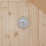 Thermo-Hygrometer an der Wand der Home Deluxe Fasssauna Lahti Deluxe XL.