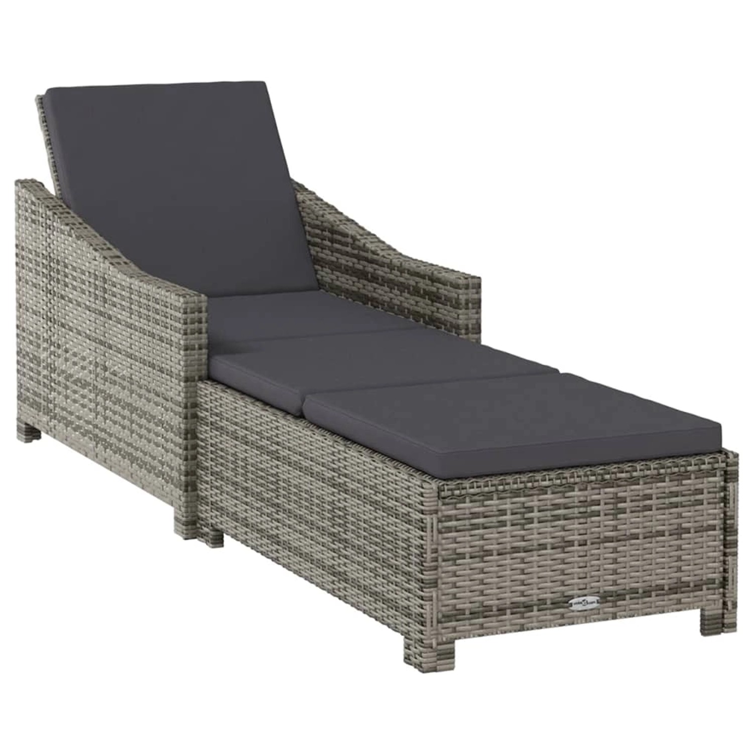 vidaXL Sonnenliege mit Dunkelgrauer Auflage Poly Rattan Grau 317180