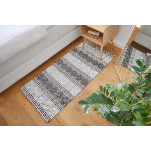 Grau-brauner Wollteppich Luxor Living Alo, 70x140 cm, mit dezentem Muster im modernen Look.