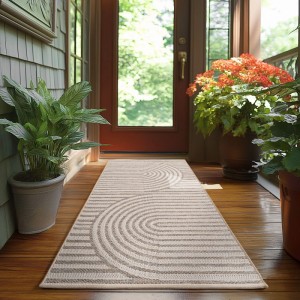 Beiger Ayyildiz Outdoor-Teppich Desert, 80x150 cm, mit modernem Muster für Terrasse und Balkon.
