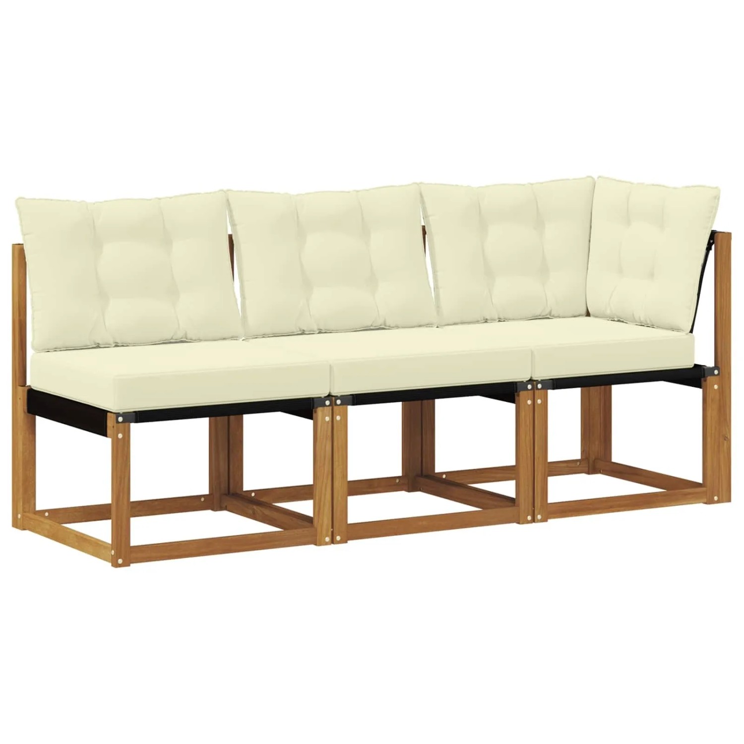 vidaXL Outdoor Mittel- und Ecksofa mit Kissen 3 Stück Natur 900617