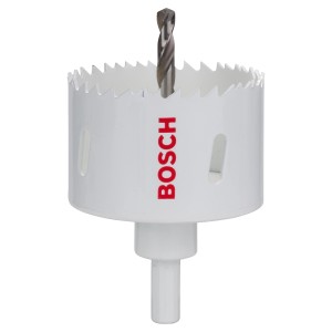 Bosch Bimetall Lochsäge 67 mm mit Zentrierbohrer, geeignet für Holz, Metall und Kunststoff.