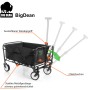 Schwarzer, faltbarer Bollerwagen von BigDean mit Teleskopgriff und Netzfächern.