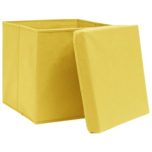 vidaXL Aufbewahrungsboxen mit Deckeln 4 Stk Gelb 32x32x32 cm Stoff 288366