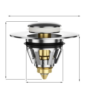 Sanilo Pop Up Waschbeckenstöpsel Lumber, verchromter Messingkopf für handelsübliche Waschbecken.