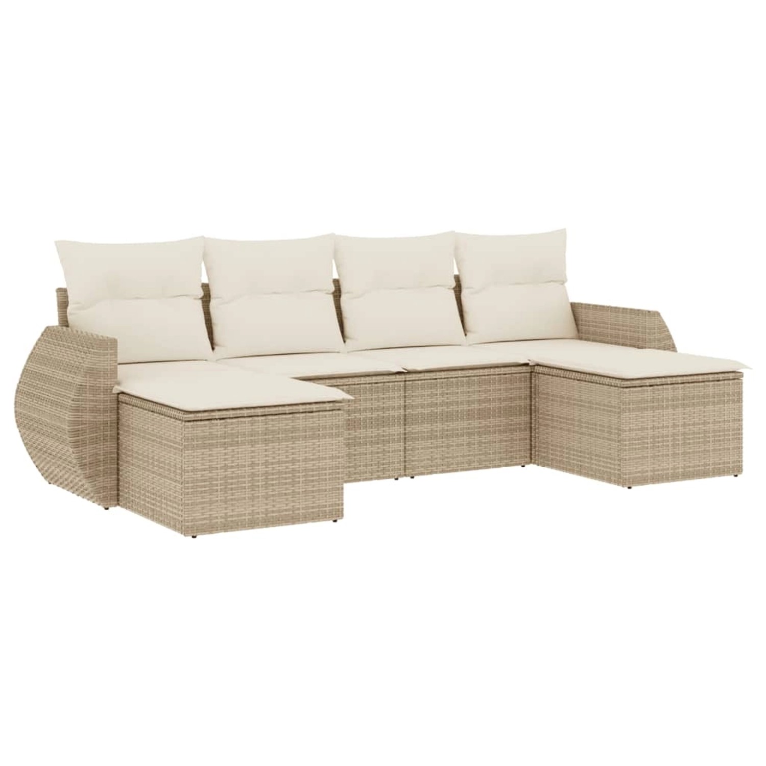 vidaXL 6-Tlg Garten-Sofagarnitur mit Kissen Beige Poly Rattan 3254055 günstig online kaufen