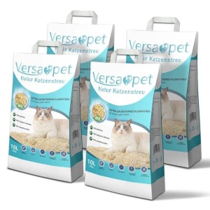 Versapet Tofu Katzenstreu, 4 Säcke à 10L Klumpstreu, staubarm und geruchsbindend.