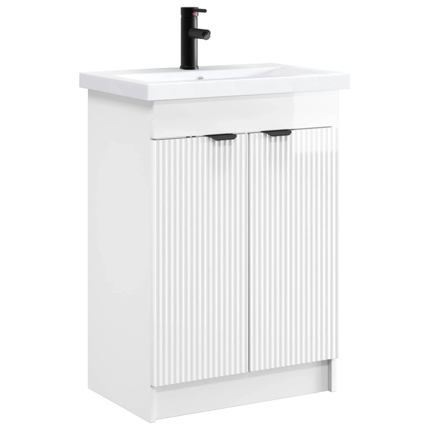 vidaXL Badezimmermöbel-Set Hochglanz Weiß 56 x 37,5 x 81 cm 3404148