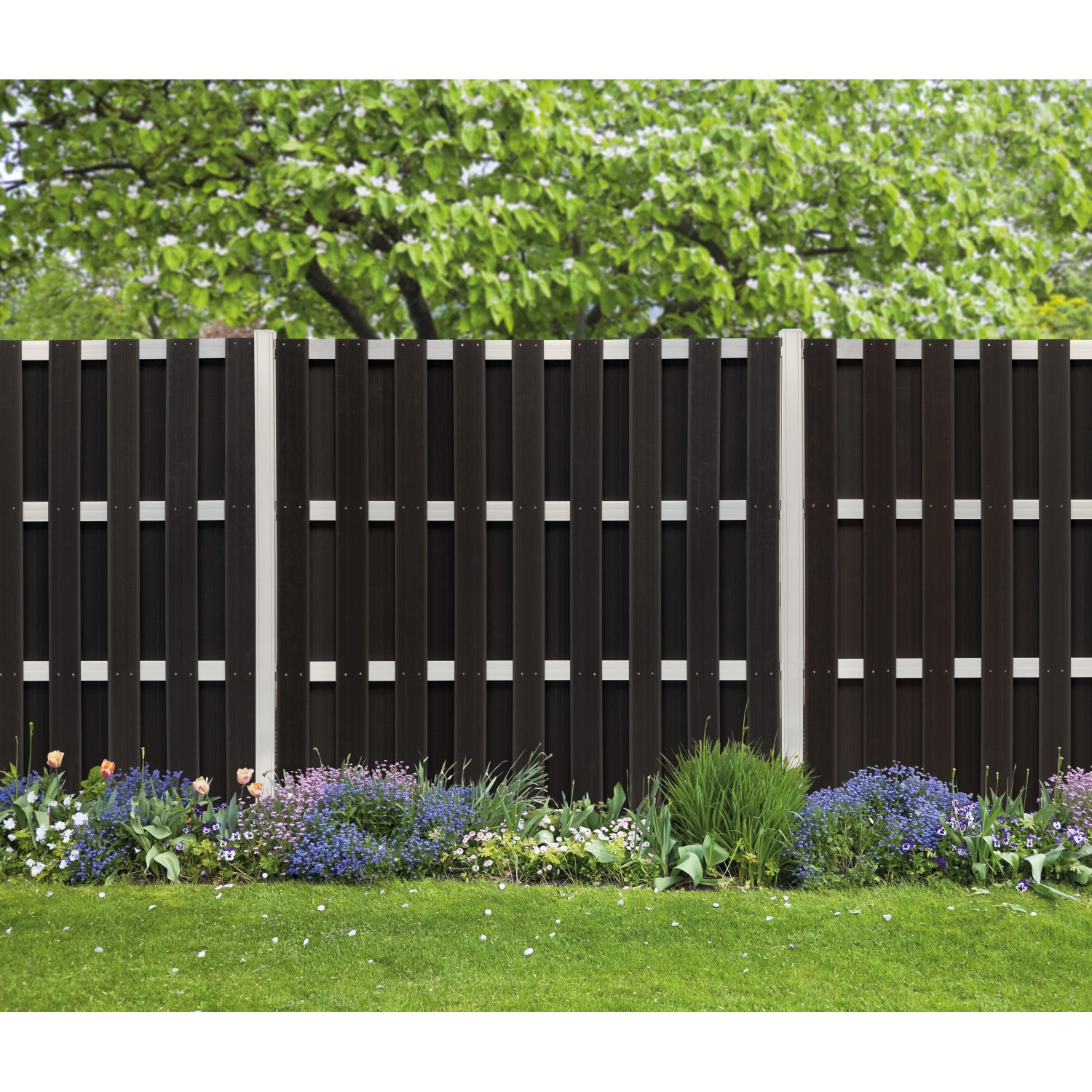 Bohlenzaun Grace Line WPC DIY 180 cm x 180 cm x 3,3 cm Anthrazit kaufen
